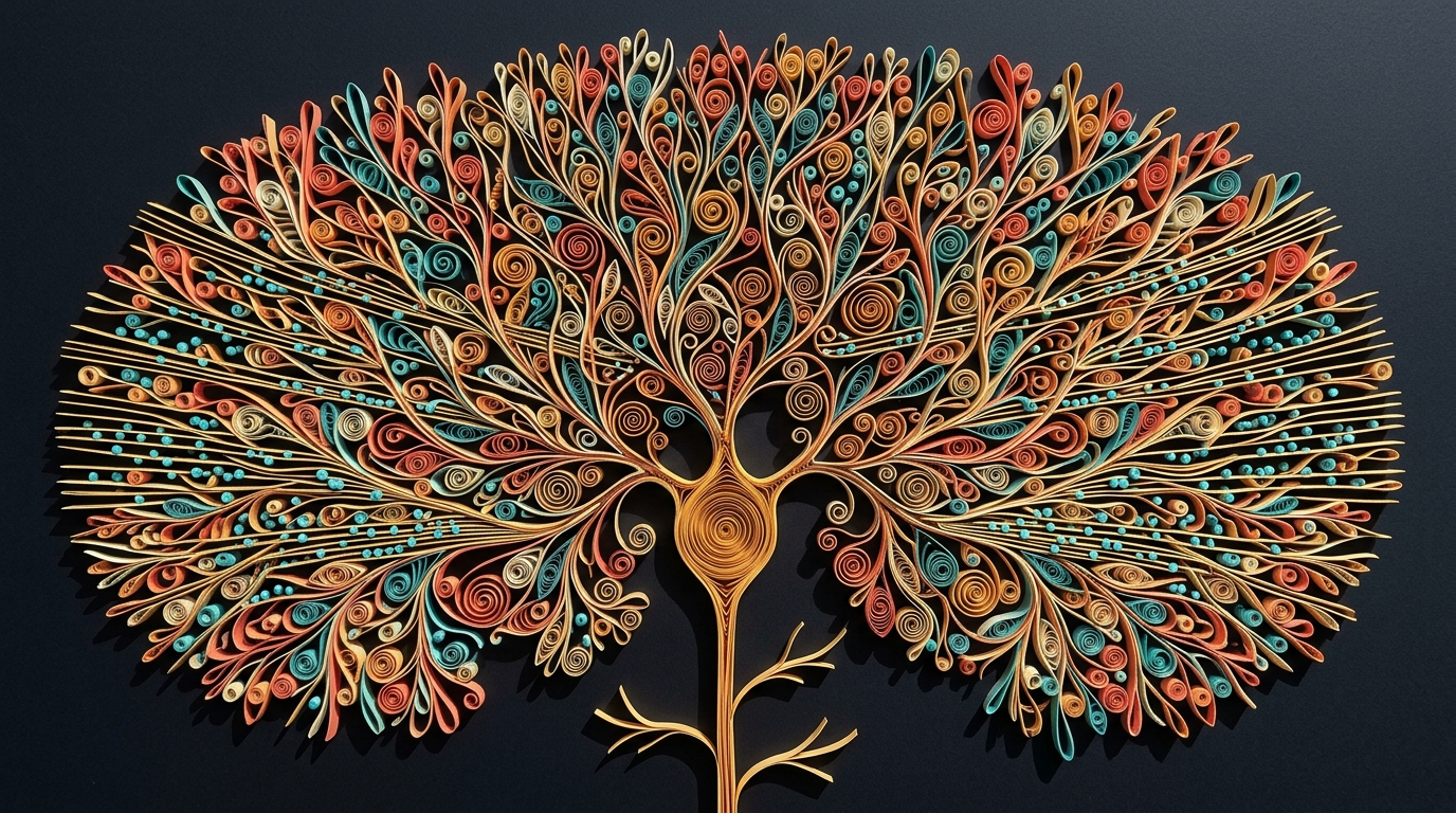 Purkinje Cell Arborization & Proprioceptive Synaptic Scaffolding in 3D Layered Paper Sculpture