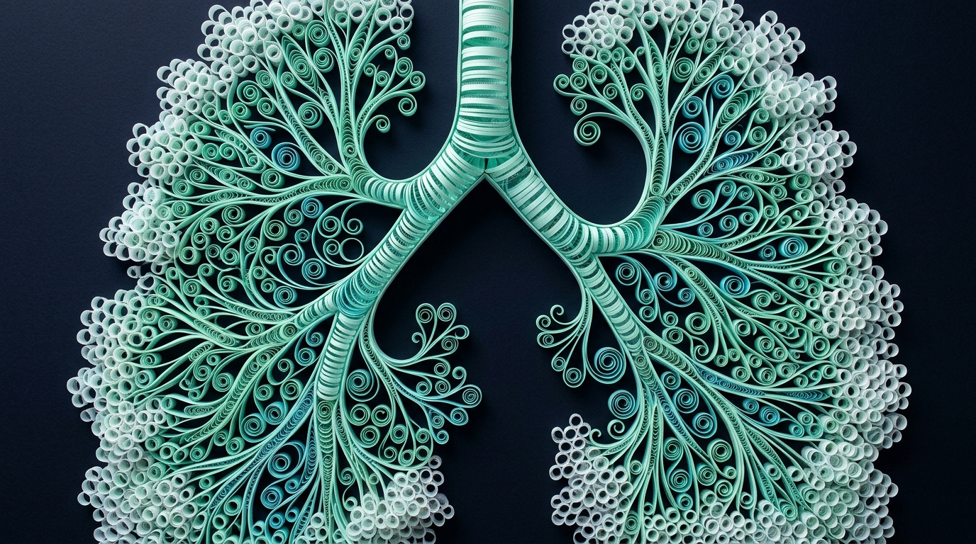 Bronchial Airway Arborization & Alveolar Clusters in Frameless Mint Paper Quilling