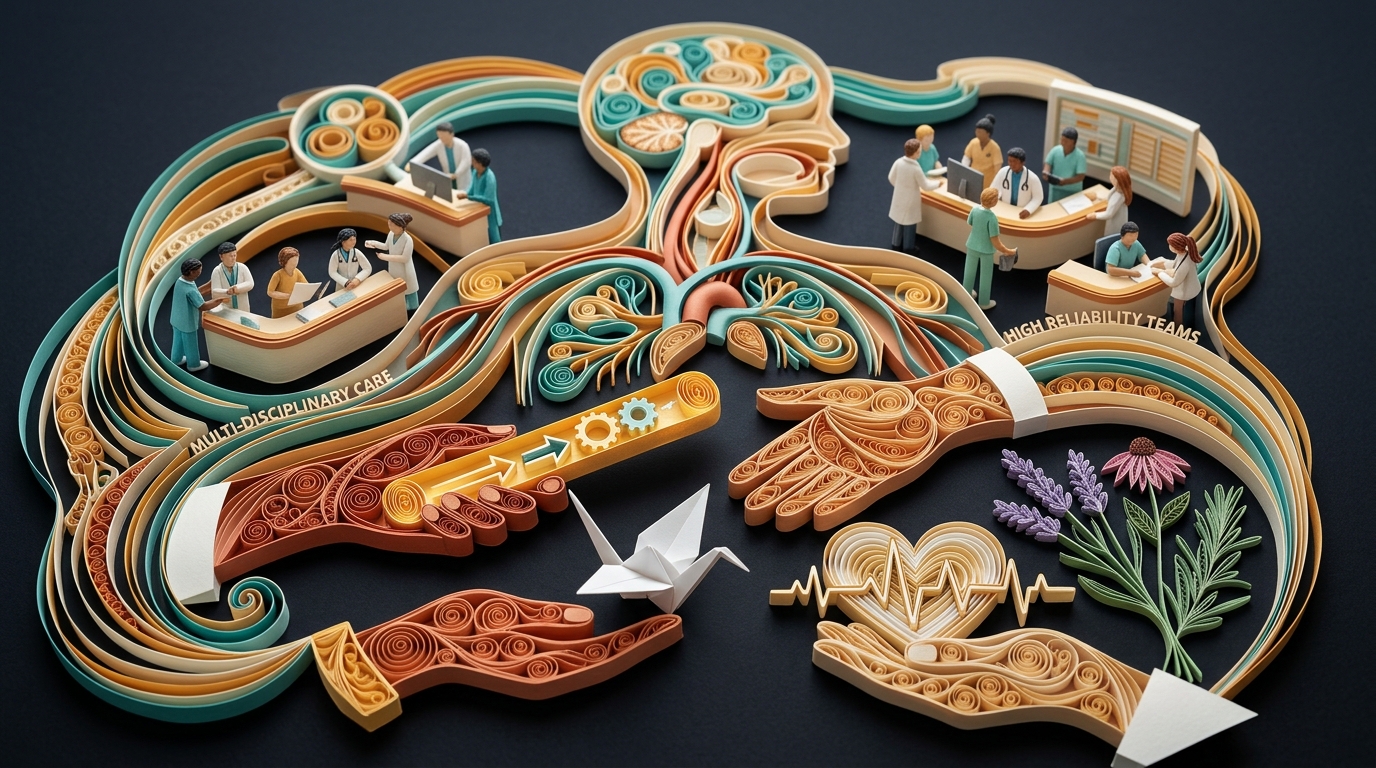 High-Reliability Team Orchestration & The Living Hospital Body in Frameless 3D Papercraft